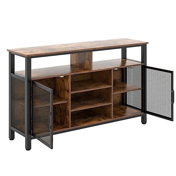 Costway Küchenschrank mit 2 Metallgittertüren Braun 140 x 40 x 82.5 cm günstig online kaufen