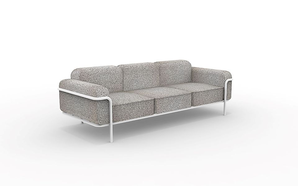 Hug 3-Sitzer Outdoor Sofa- Lounge Möbel Weiß-Braun, Matt Weiß günstig online kaufen