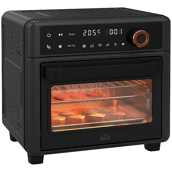 HOMCOM Minibackofen mit Umluft 13L Backblech Grillrost Krümelblech Edelstah günstig online kaufen
