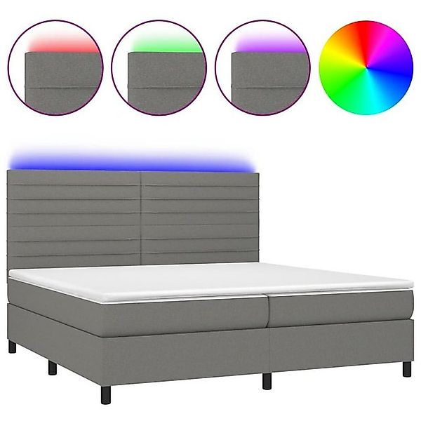 vidaXL Boxspringbett Boxspringbett mit Matratze LED Dunkelgrau 200x200 cm S günstig online kaufen