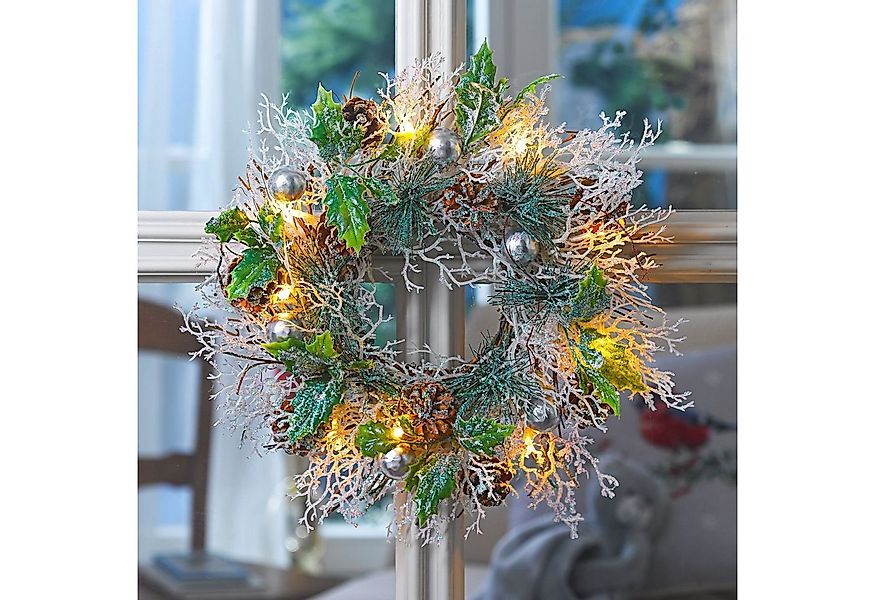 3PAGEN LED Dekolicht LED-Kranz 33cm Lichtkranz Tischkranz Türkranz Adventsk günstig online kaufen