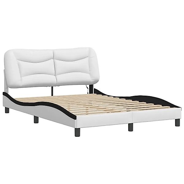 vidaXL Bettgestell mit LED ohne Matratze Hvar Weiß und Schwarz 140x190 cm 3 günstig online kaufen