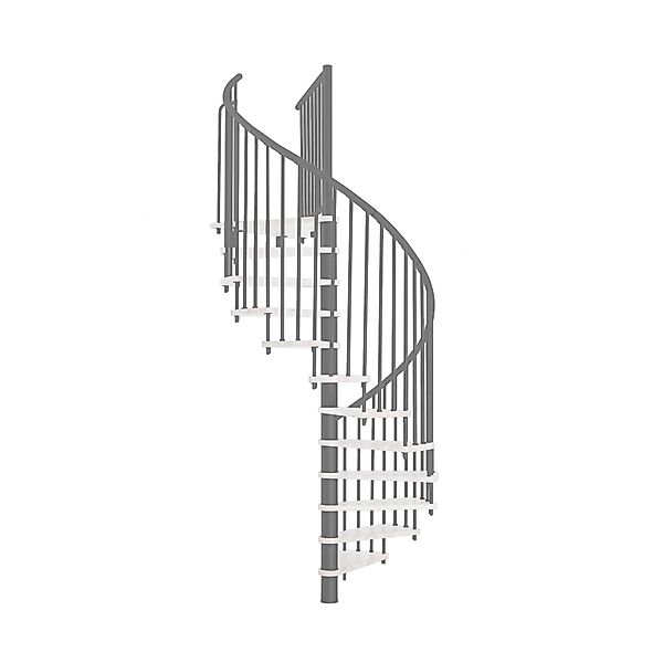 Minka Spindeltreppe Spiral Effect Ø 160 cm Grau-Weiß Raumhöhe bis 305 cm günstig online kaufen