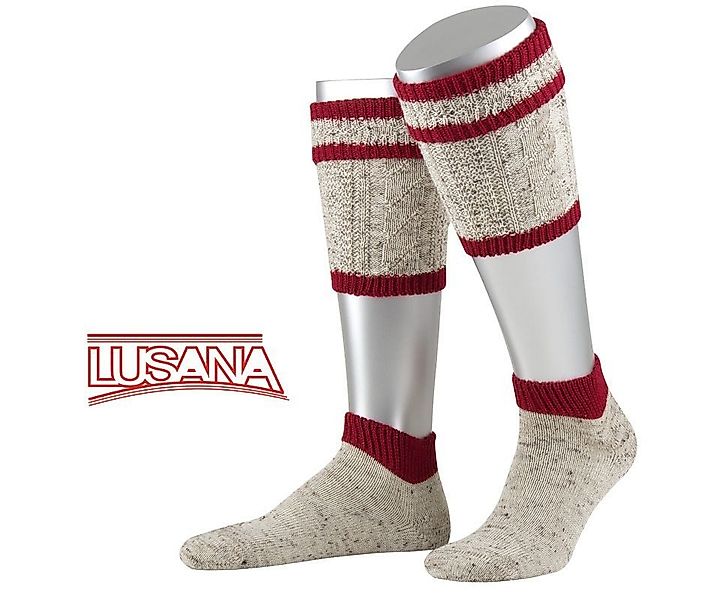 Lusana Trachtensocken 2-teiliges Loferl-Set - beige/bordeaux günstig online kaufen