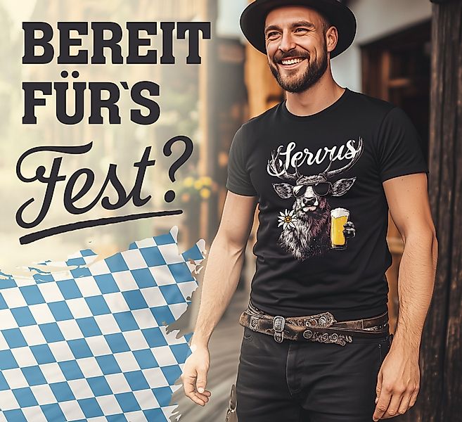 Neverless Print-Shirt Herren T-Shirt Hirsch Tracht günstig online kaufen