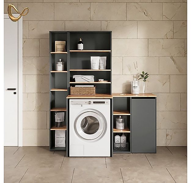 Livinity® Wäscheschrank Paolina, Anthrazit/Goldkraft Eiche, 68 x 88.2 cm, m günstig online kaufen