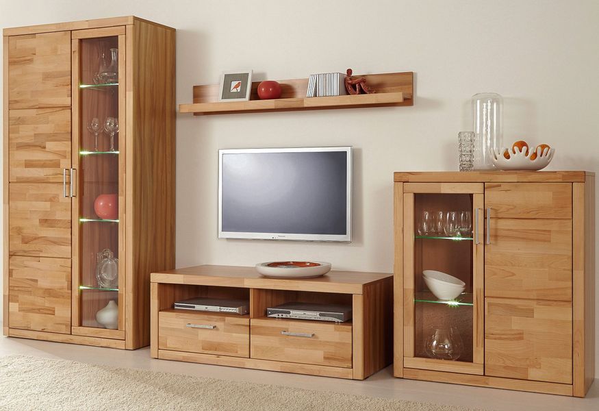 Home affaire Wohnwand "Logo,Fronten Massivholz,Korpus Holzwekstoff,viel Sta günstig online kaufen