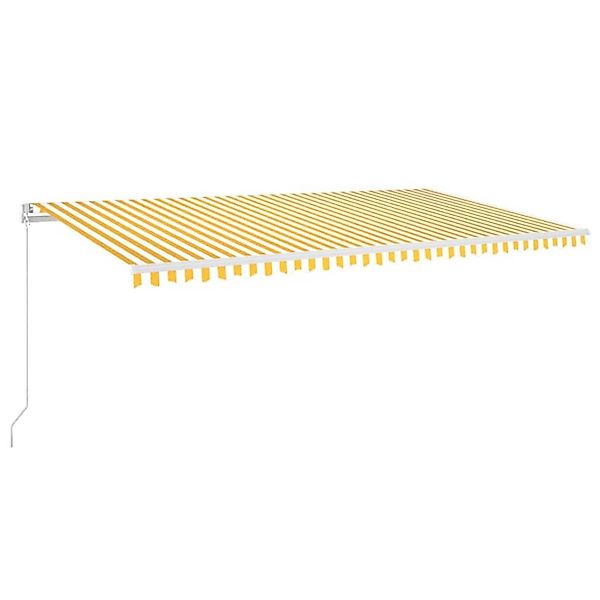 furnicato Markise Manuell Einziehbar 600x350 cm Gelb und Weiß günstig online kaufen