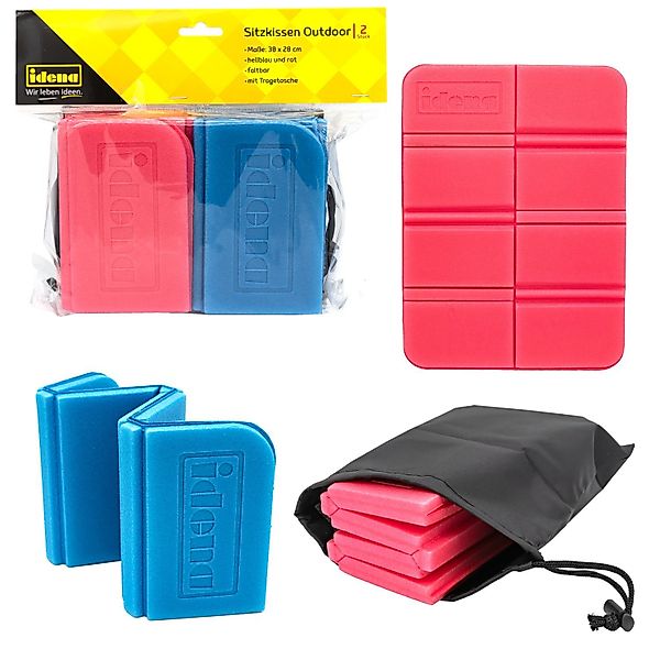 Idena Thermositzkissen Sitzkissen Outdoor 2er-Set, hellblau/rot günstig online kaufen