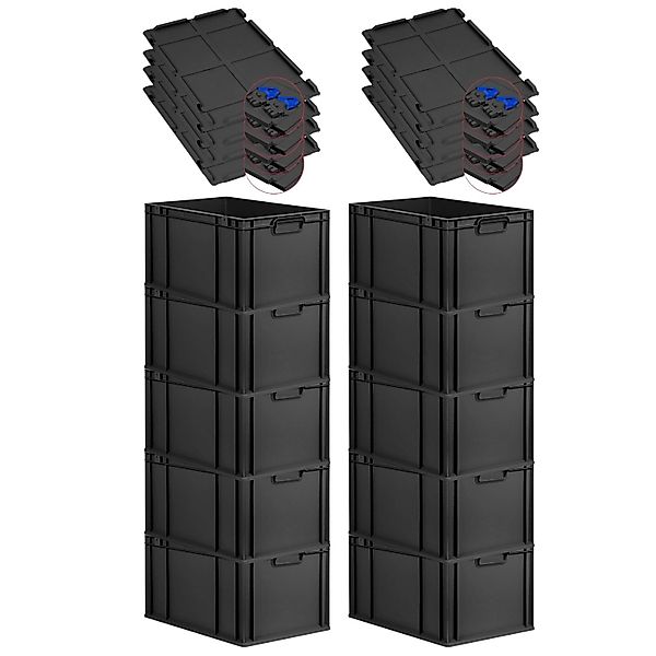 PROREGAL SuperSparSet 10x Eurobox Nextgen Grip Mit Scharnierdeckel Und Blau günstig online kaufen