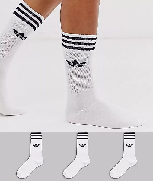 adidas Originals – adicolor – Socken mit Dreiblattlogo in Weiß im 3er-Pack günstig online kaufen