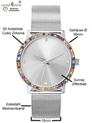 crystal blue Quarzuhr Damenuhr Mesh & günstig online kaufen