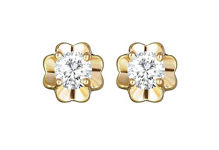 LÖB Paar Ohrstecker 750er 18 Karat Gold vergoldet Ohrringe Ohrstecker Blume günstig online kaufen
