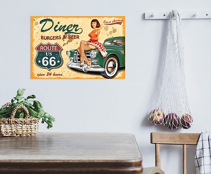 queence Metallbild "DINER", Schriftzüge-Schriftzug-Sprüche-Sprüche & Texte- günstig online kaufen
