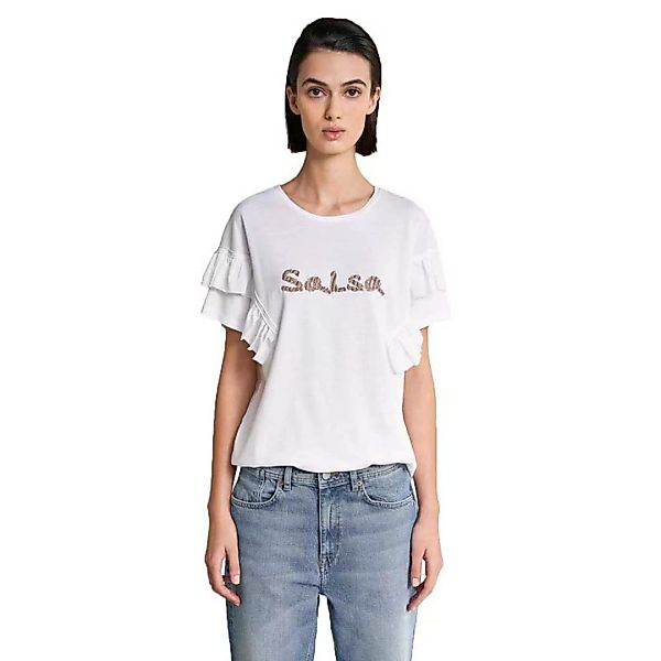 Salsa Jeans Shoulder Frills Kurzärmeliges T-shirt S Beige günstig online kaufen