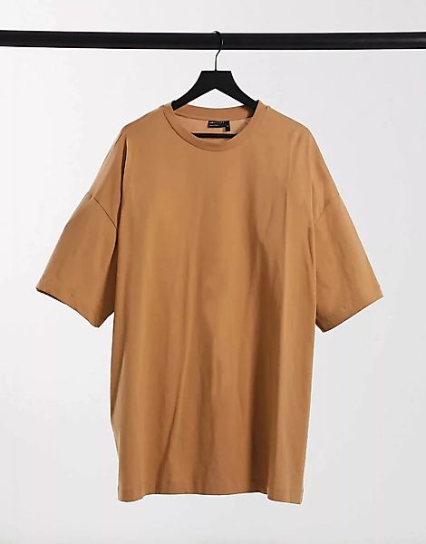 ASOS DESIGN – Superlanges, extrem übergroßes T-Shirt in Hellbraun-Neutral günstig online kaufen