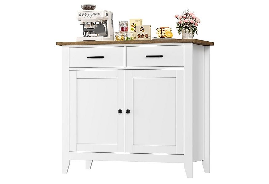 HOMECHO Buffet Sideboard Weiß Küchenschrank mit 2 Schubladen 2 Türen günstig online kaufen