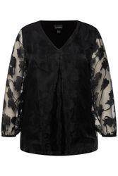 Ulla Popken Druckbluse Bluse doppellagig V-Ausschnitt günstig online kaufen