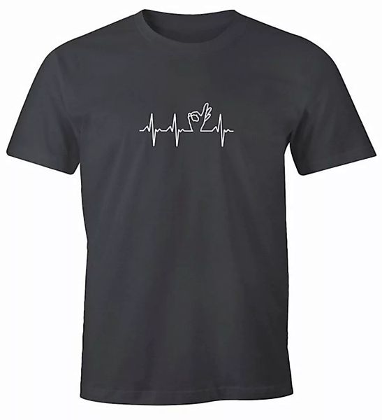 MoonWorks Print-Shirt Herren T-Shirt Aufdruck Handzeichen Reingeschaut Loch günstig online kaufen