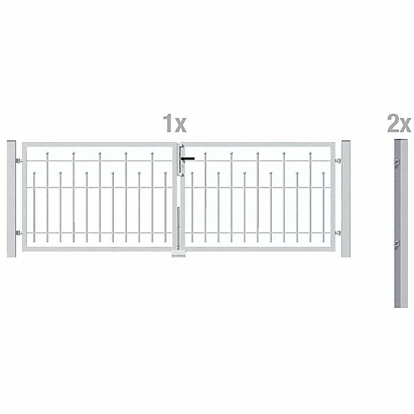 Metallzaun Doppeltor-Set Madrid verzinkt z. Einbetonieren 100 cm x 300 cm günstig online kaufen