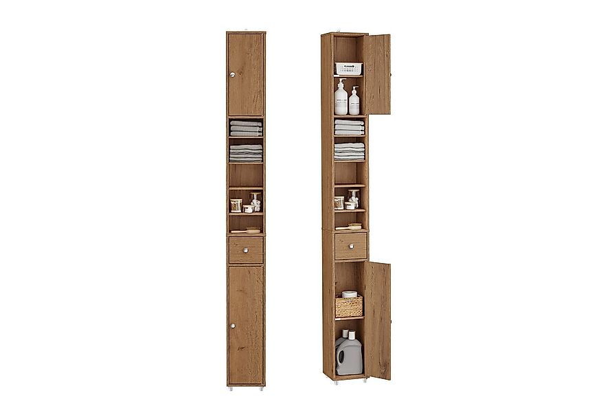SoBuy Hochschrank BZR34, Badschrank schmal, Badezimmermöbel, Wasserabweisen günstig online kaufen