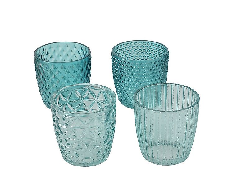 BOLTZE Windlicht Boltze Windlicht Set Marilu 4-teilig (Blau, Deko-GlŠser fŸ günstig online kaufen