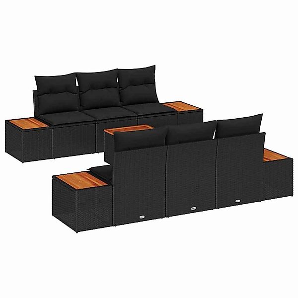 vidaXL Garten-Sofa-Set mit Kissen 7-Tlg Schwarz Poly Rattan 3356698 günstig online kaufen