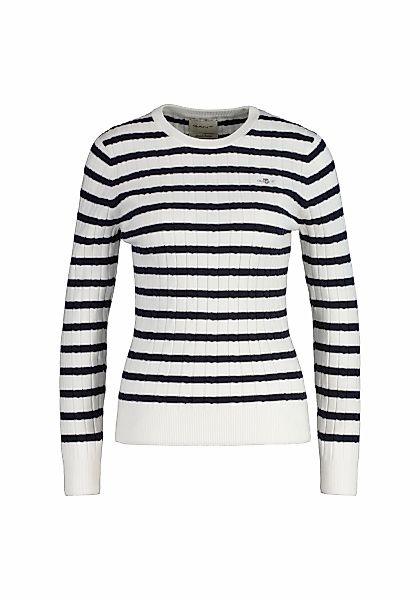 Gant Sweater "Strickpullover STRETCH COTTON CABLE STRIPE C-NECK" günstig online kaufen