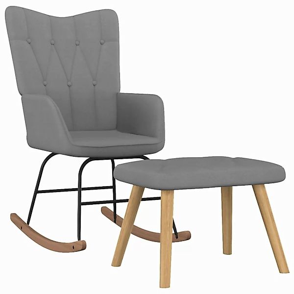 Schaukelstuhl Mit Hocker Stoff Dunkelgrau günstig online kaufen