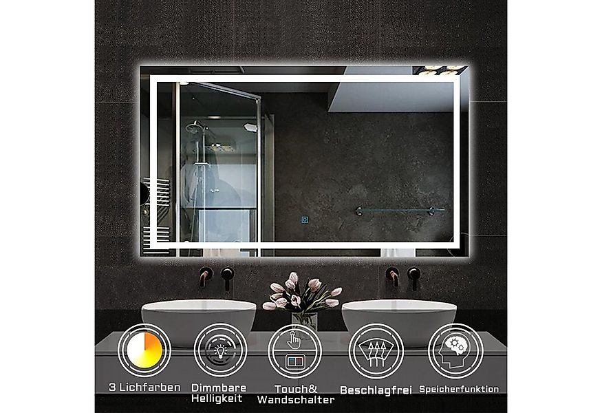 duschspa Badspiegel Wandspiegel Badezimmerspiegel mit LED Beleuchtung, LED günstig online kaufen