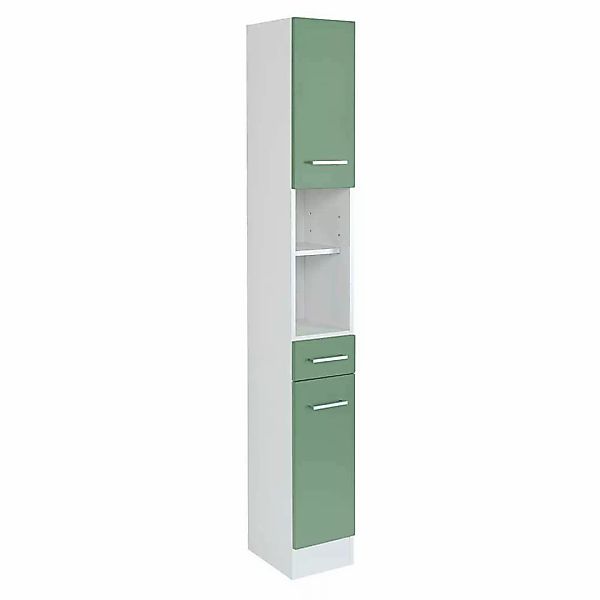 Design Hochschrank in Grün und Weiß Badezimmer günstig online kaufen