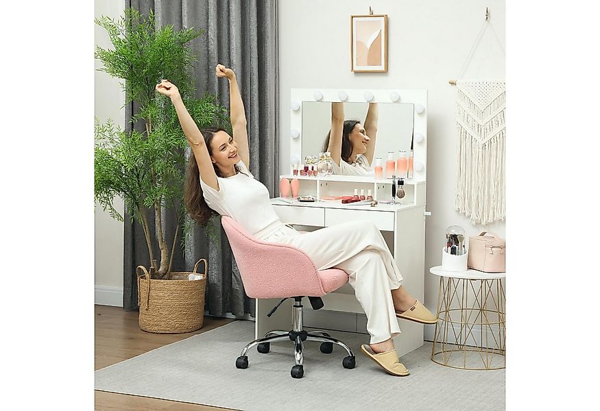 HOMCOM Bürostuhl höhenverstellbarer, mit Wippfunktion, Teddysamtoptik (ergo günstig online kaufen