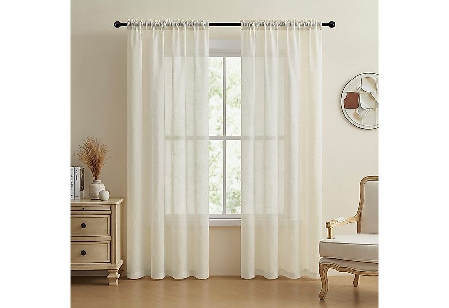 Jibenhome Gardine Retro Vorhänge (2 St), halbtransparent, Doppelstangen Des günstig online kaufen