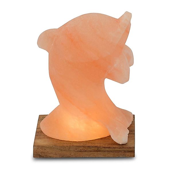 LED-Salzleuchte Delfin mit Sockel, bernstein günstig online kaufen