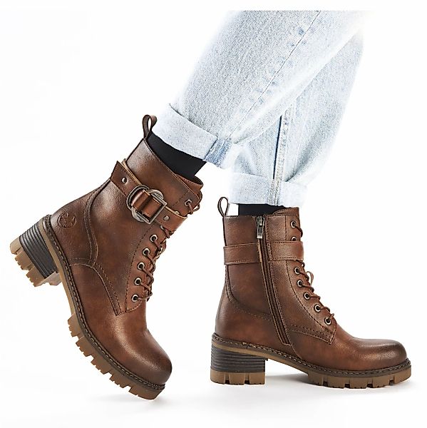 Rieker Schnürstiefelette, Schnürboots, Bikerboots, Blockabsatz, mit günstig online kaufen