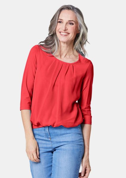 GOLDNER Kurzarmbluse Kurzgröße: Chiffon-Shirt mit 3/4-Arm, günstig online kaufen