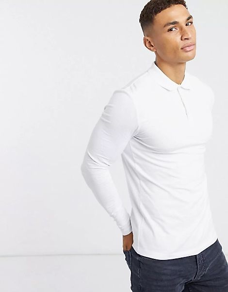 ASOS DESIGN – Muskel-Polohemd in Weiß günstig online kaufen