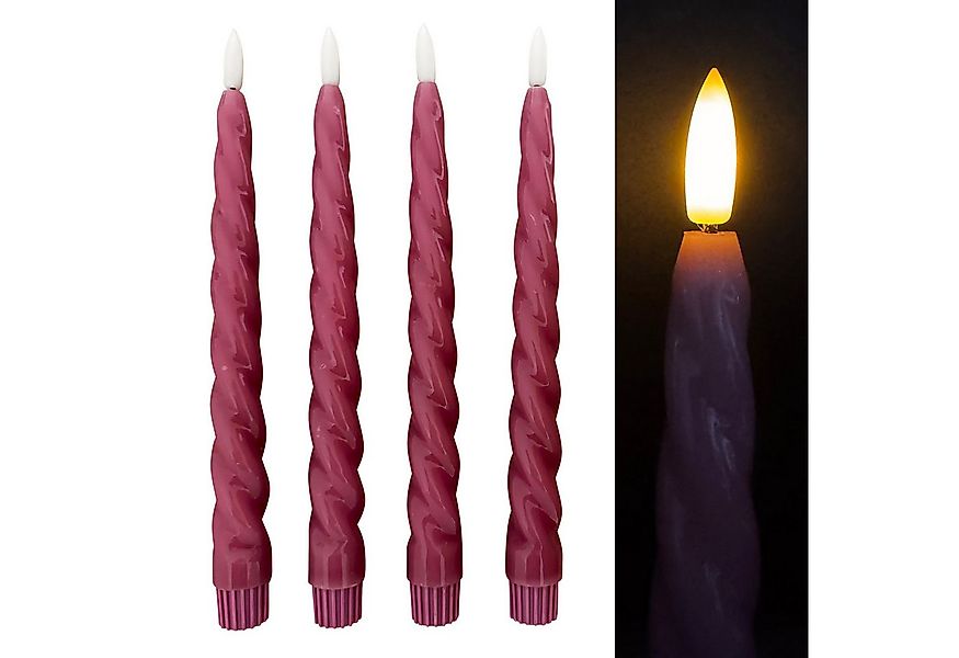 Online-Fuchs LED-Kerze 4 Stabkerzen gedreht aus Echtwachs mit 6-Stunden Tim günstig online kaufen