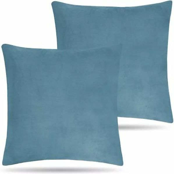 wolkenkind® 2 × Flanell-Kissenbezüge SINAN Kopfkissenbezüge blau Gr. 80 x 8 günstig online kaufen