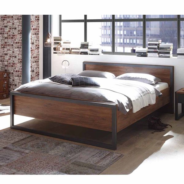 Komfortbett im Loft Design Eiche dunkel und Grau günstig online kaufen