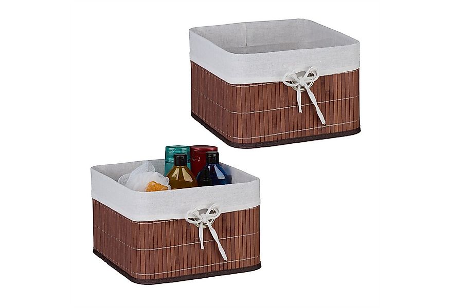 relaxdays Regalkorb Aufbewahrungskorb Set aus Bambus (2 St), braun günstig online kaufen