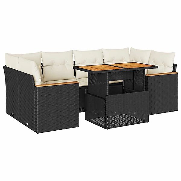 vidaXL 6-Tlg Garten-Sofagarnitur mit Kissen Schwarz Poly Rattan 3327451 günstig online kaufen