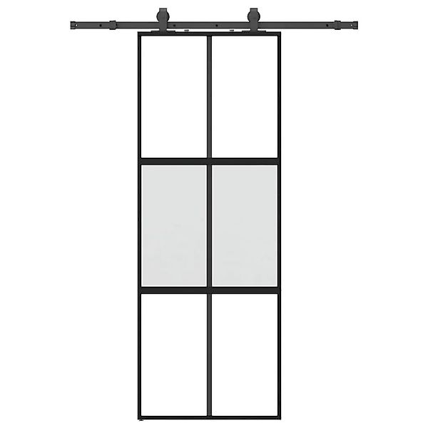 vidaXL Schiebetür mit Beschlag Schwarz 76x205 cm Hartglas 3375915 günstig online kaufen