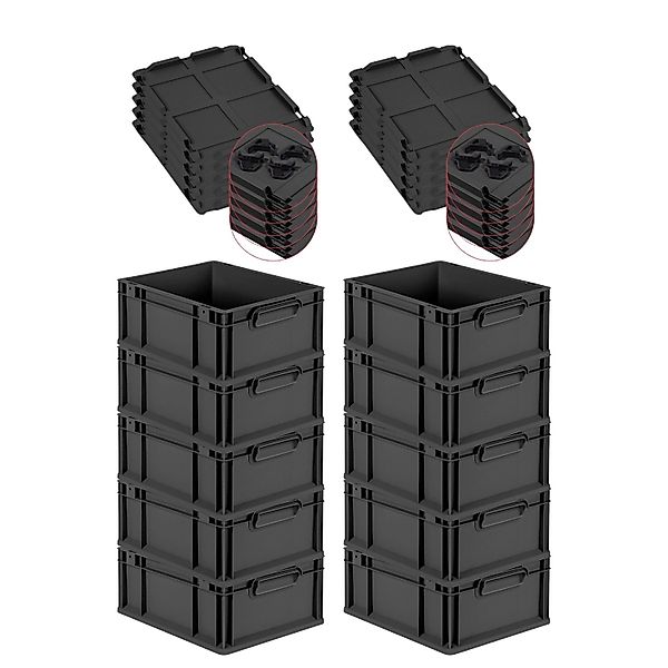 PROREGAL SuperSparSet 10x Eurobox Nextgen Grip Mit Auflagedeckel Und Schwar günstig online kaufen