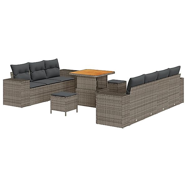 vidaXL Garten-Sofa-Set 10-Tlg Grau Poly Rattan 3361968 günstig online kaufen