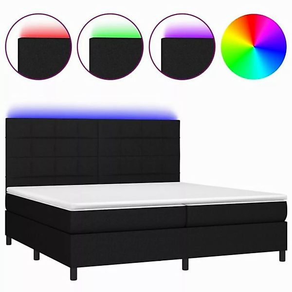 vidaXL Boxspringbett Boxspringbett mit Matratze LED Schwarz 200x200 cm Stof günstig online kaufen