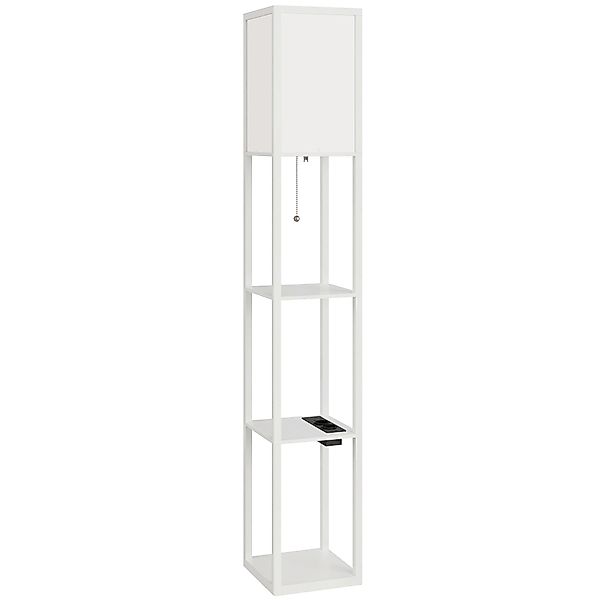 HOMCOM LED-Stehlampe mit Ablagen, moderne Stehlampe mit Fußschalter und USB günstig online kaufen