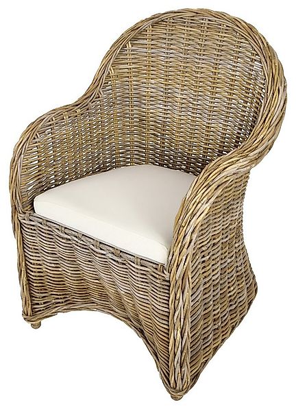 Kobolo Rattanstuhl BOSTON NEW Sessel aus Rattan grau (kubu grey) günstig online kaufen