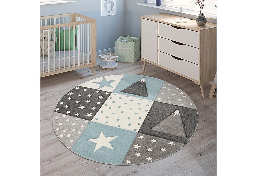 Paco Home Kinderteppich Cosmo 340, rund, Höhe: 17 mm, Kurzflor, Pastell-Far günstig online kaufen