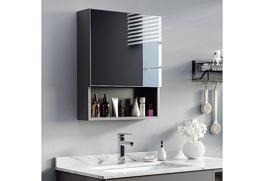 Kleankin Spiegelschrank Badezimmerschrank mit Spiegeltür 2 Innenböden und 1 günstig online kaufen